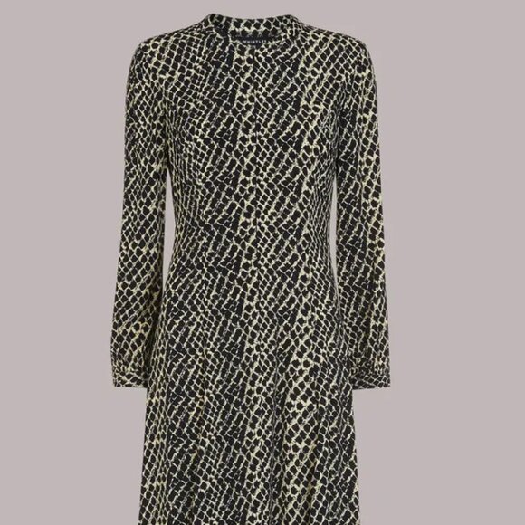 Whistles Brushed Geo Print Midi Dress - Picture 1 of 3
